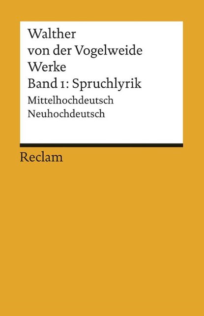 Werke 1. Spruchlyrik, Walther von der Vogelweide - Paperback - 9783150008195
