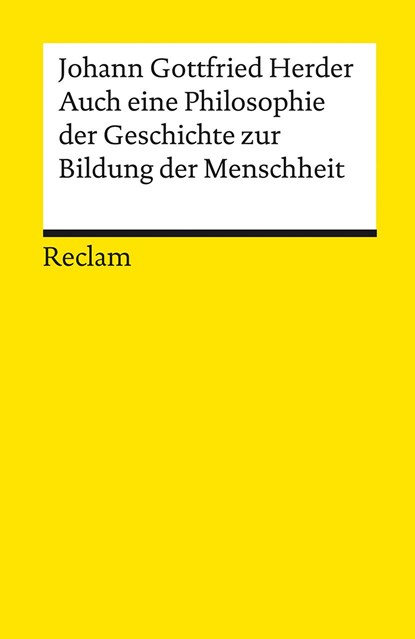 Auch eine Philosophie der Geschichte zur Bildung der Menschheit, Johann Gottfried Herder - Paperback - 9783150142219