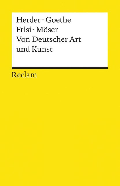 Von Deutscher Art und Kunst, Johann Gottfried Herder ; Johann Wolfgang Goethe ; Paolo Frisi ; Justus Möser - Paperback - 9783150191026