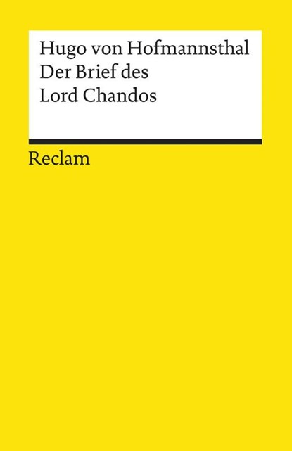 Der Brief des Lord Chandos, Hugo von Hofmannsthal - Paperback - 9783150195031