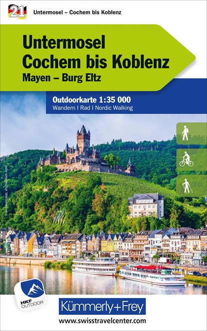 Untermosel Cochem bis Koblenz Mayen, Burg Eltz, Nr. 21 Outdoorkarte Deutschland 1:35 000, Hallwag Kümmerly+Frey AG - Gebonden - 9783259025833
