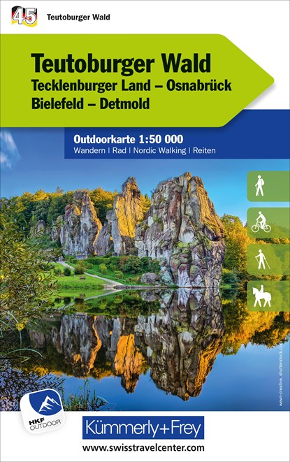 Teutoburger Wald Tecklenburger Land, Osnabrück, Bielegeld, Detmold Nr. 45 Outdoorkarte Deutschland 1:50 000, Hallwag Kümmerly+Frey AG - Gebonden - 9783259025901