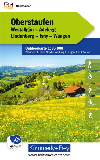 Oberstaufen Westallgäu, Adelegg, Lindenberg, Isny, Wangen Nr. 55 Outdoorkarte Deutschland 1:35 000, Hallwag Kümmerly+Frey AG - Gebonden - 9783259025994