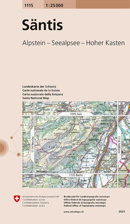 Swisstopo 1 : 25 000 Säntis, niet bekend - Gebonden - 9783302011158
