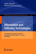Information and Software Technologies | Giedre Dregvaite ; Robertas Damasevicius | 