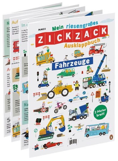 Mein riesengroßes ZICKZACK Ausklappbuch - Fahrzeuge, Makii - Gebonden - 9783328301073
