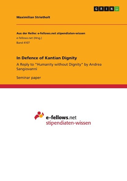 In Defence of Kantian Dignity, Maximilian Strietholt - Paperback - 9783346622297