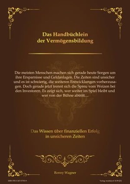 Das Handbüchlein der Vermögensbildung, Ronny Wagner - Ebook - 9783347577039