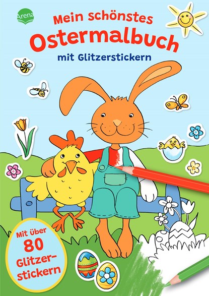 Mein schönstes Ostermalbuch mit Glitzerstickern (Mit über 80 Glitzerstickern), Silke Reimers - Paperback - 9783401720326