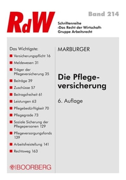 Die Pflegeversicherung, Horst Marburger - Ebook - 9783415058644