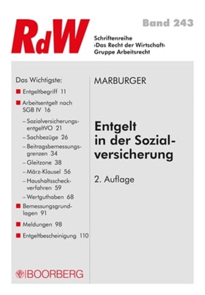 Entgelt in der Sozialversicherung, Horst Marburger - Ebook - 9783415062481
