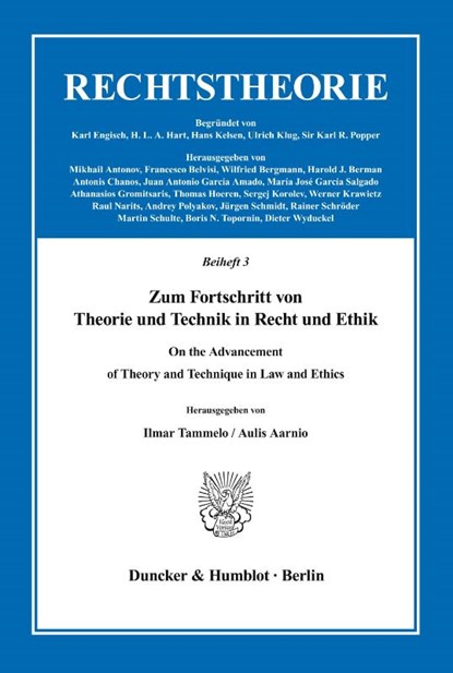 Zum Fortschritt von Theorie und Technik in Recht und Ethik / On the Advancement of Theory and Technique in Law and Ethics., Ilmar Tammelo ; Aulis Aarnio - Paperback - 9783428049639