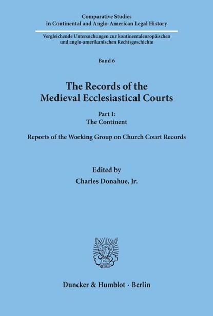 The Records of the Medieval Ecclesiastical Courts., Jr. Donahue - Paperback - 9783428066193