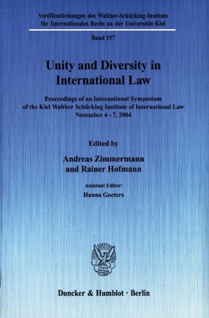 Unity and Diversity in International Law, niet bekend - Paperback - 9783428120192