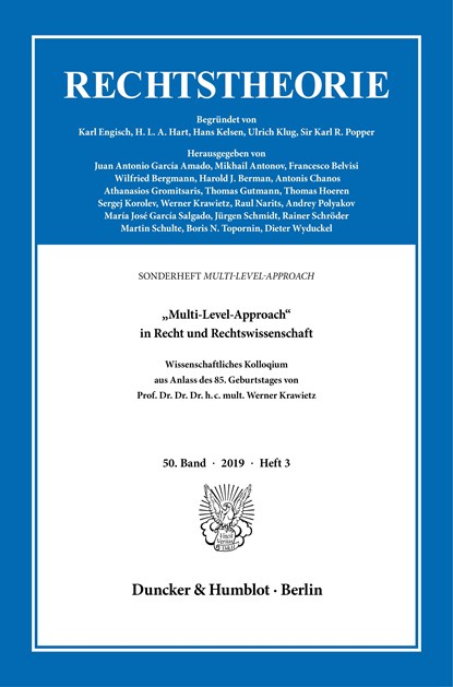»Multi-Level-Approach« in Recht und Rechtswissenschaft., Rainer J. Schröder - Paperback - 9783428182398
