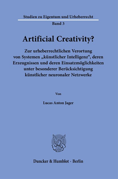 Artificial Creativity?, Lucas Anton Jager - Paperback - 9783428186952