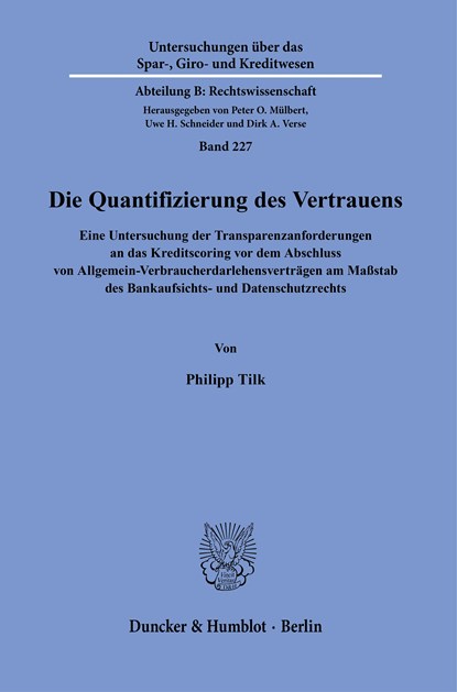 Die Quantifizierung des Vertrauens., Philipp Tilk - Paperback - 9783428190843