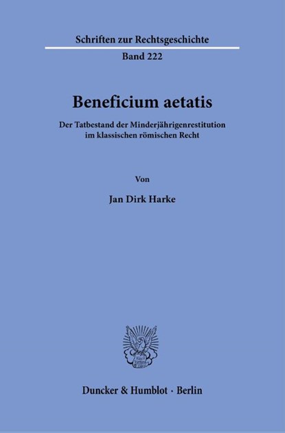 Beneficium aetatis., Jan Dirk Harke - Paperback - 9783428191673