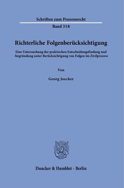 Richterliche Folgenberücksichtigung, Georg Joecker - Paperback - 9783428192083