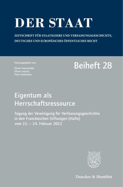 Eigentum als Herrschaftsressource, Dieter Gosewinkel ; Oliver Lepsius ; Peter Oestmann - Paperback - 9783428192120