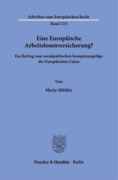 Eine Europäische Arbeitslosenversicherung?, Marje Mülder - Gebonden - 9783428196883