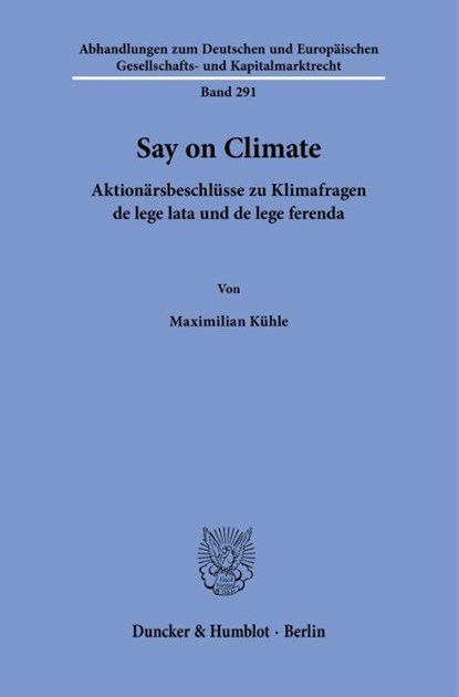 Say on Climate, Maximilian Kühle - Gebonden - 9783428197224