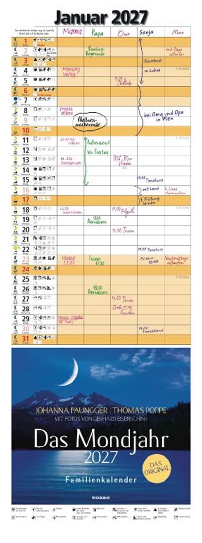 Das Mondjahr 2027 - Familienkalender, Johanna Paungger ; Thomas Poppe - Paperback - 9783442395330