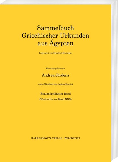 Sammelbuch griechischer Urkunden aus Ägypten / Sammelbuch griechischer Urkunden aus Ägypten. Wortindex zu Band 30, Andrea Jördens - Paperback - 9783447123990