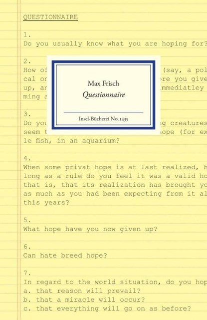 Questionnaire, Max Frisch - Gebonden - 9783458194354