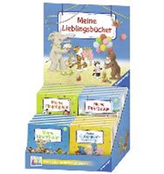 Verkaufs-Kassette "Meine Lieblingsbücher". 4 Titel à 8 Exemplare