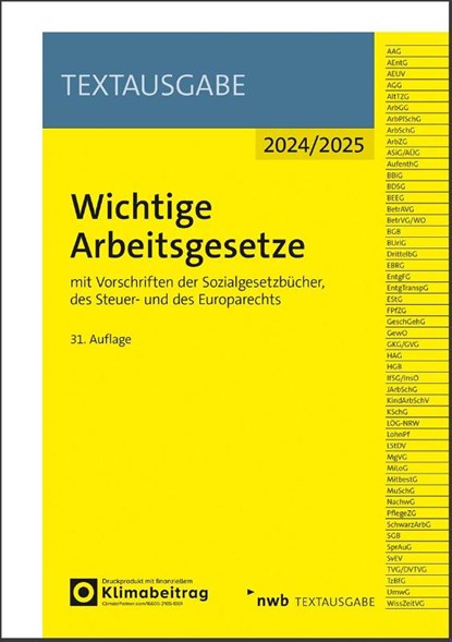 Wichtige Arbeitsgesetze, Nwb Gesetzesredaktion - Paperback - 9783482687310