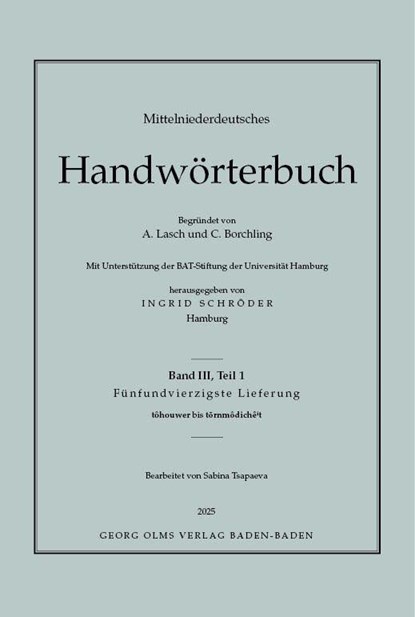 Mittelniederdeutsches Handwörterbuch, Ingrid Schröder - Paperback - 9783487170008
