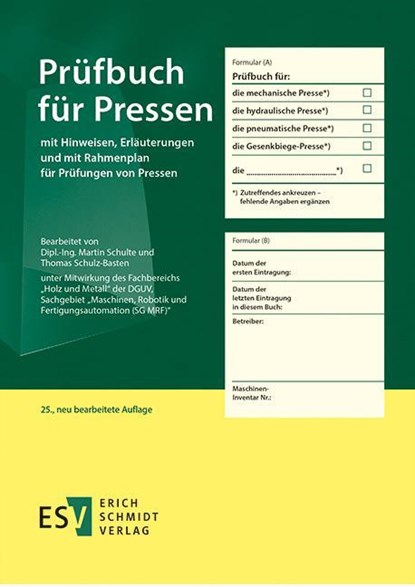 Prüfbuch für Pressen, Martin Schulte - Paperback - 9783503212095