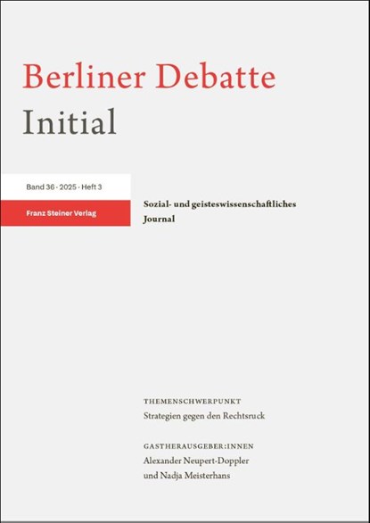 Berliner Debatte Initial 36 (2025) 3, Berliner Debatte Initial e. V. - Paperback - 9783515140782