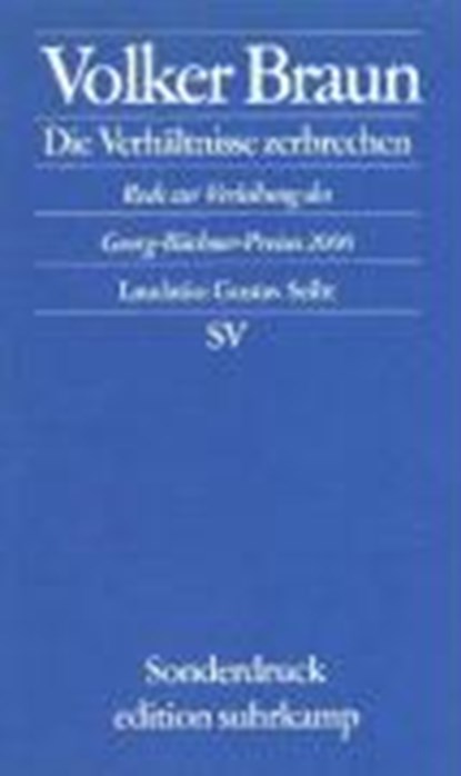 Die Verhältnisse zerbrechen, BRAUN,  Volker - Paperback - 9783518066164