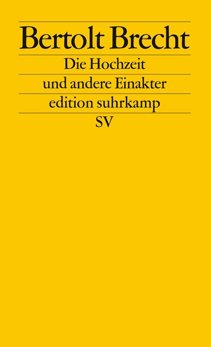 Die Hochzeit und andere Einakter, Bertolt Brecht - Paperback - 9783518121986