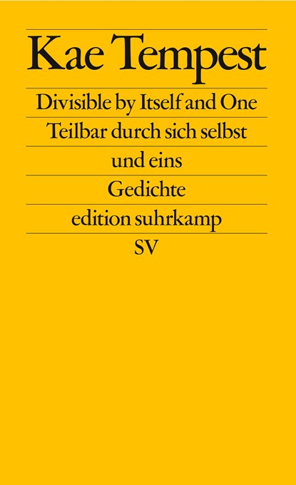 Divisible by Itself and One / Teilbar durch sich selbst und eins, Kae Tempest - Paperback - 9783518128091