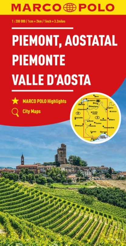 MARCO POLO Regionalkarte Italien 01 Piemont, Aostatal 1:200.000, Marco Polo Verlag - Gebonden - 9783575017024