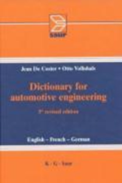 Dictionary for Automotive Engineering, VOLLNHALS,  Otto ; Coster, Jean De - Gebonden - 9783598116247