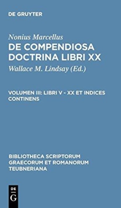 Nonius Marcellus: De Compendi CB, "Lindsay" - Gebonden - 9783598712630