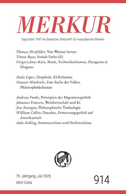 MERKUR 7/2025, Jg.79, Christian Demand ; Ekkehard Knörer - Paperback - 9783608976991