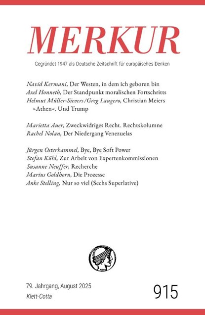 MERKUR 8/2025, Jg.79, Christian Demand ; Ekkehard Knörer - Paperback - 9783608977011