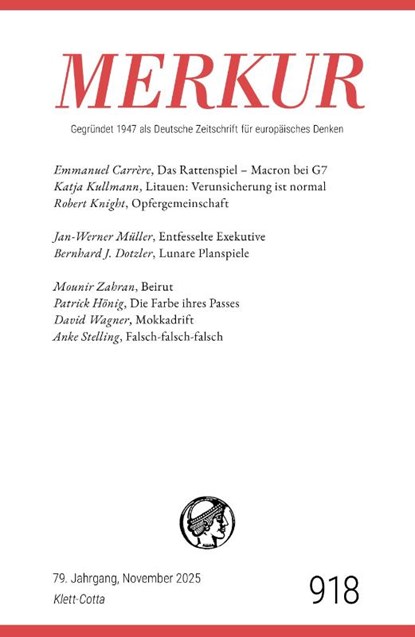 MERKUR 11/2025, Jg.79, Christian Demand ; Ekkehard Knörer - Paperback - 9783608977042
