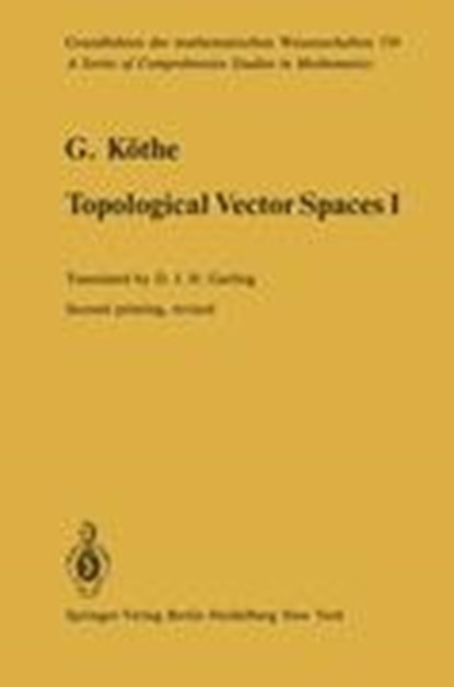 Topological Vector Spaces I, KOTHE,  Gottfried - Paperback - 9783642649905