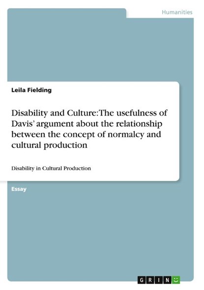 Disability and Culture, Leila Fielding - Paperback - 9783656294108