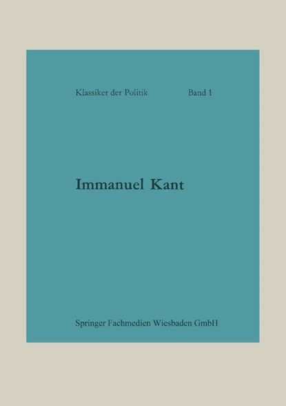 Immanuel Kant, Otto Heinrich Von Der Gablentz - Paperback - 9783663196983