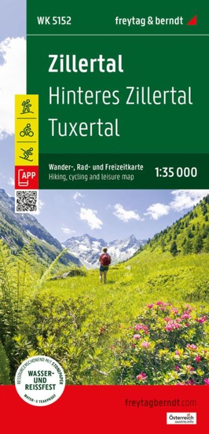 Zillertal, hiking, cycling and leisure map, Freytag-Berndt - Gebonden - 9783707920710