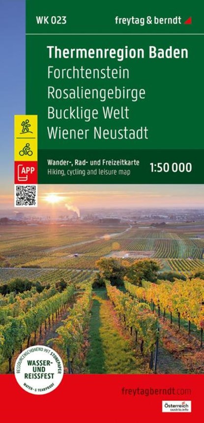 freytag & berndt Wanderkarte WK 023 Thermenregion Baden, Forchtenstein - Rosaliengebirge - Bucklige Welt - Wiener Neustadt 1:50.000, Freytag & Berndt - Gebonden - 9783707920833
