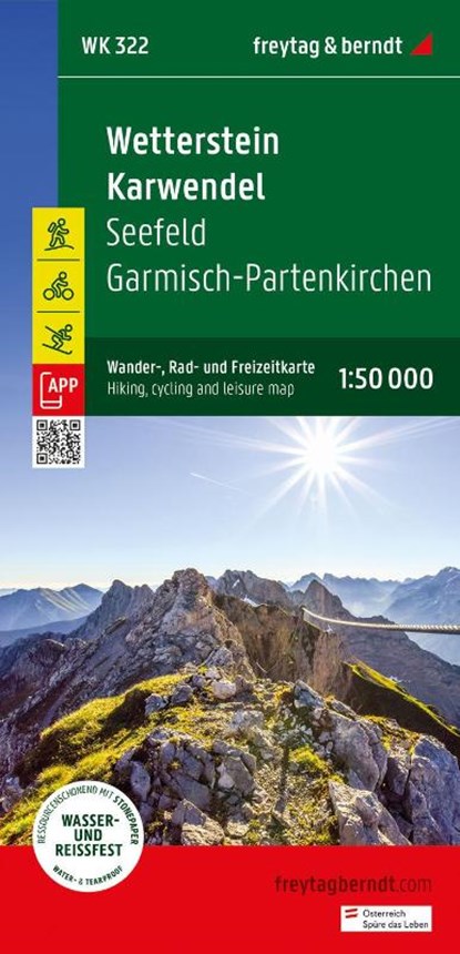 Wetterstein - Karwendel, hiking, cycling and leisure map 1:50,000, Freytag Berndt - Gebonden - 9783707922936
