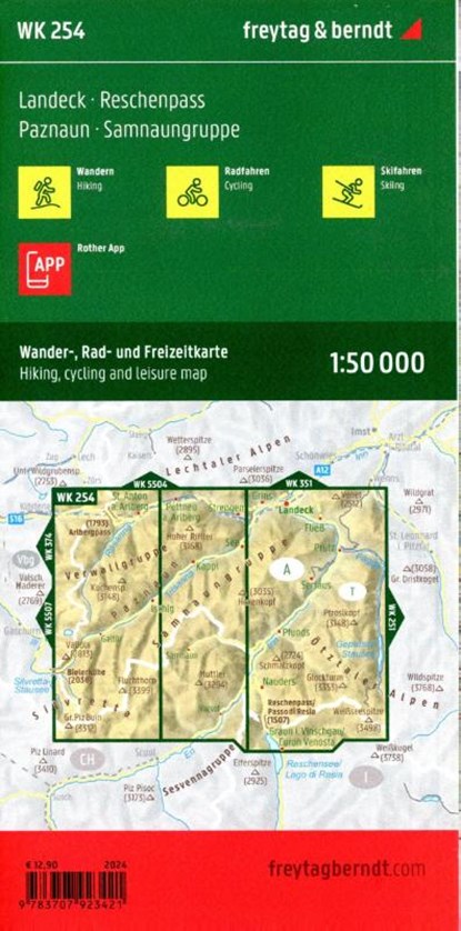 Landeck - Reschenpass Hiking, Cycling & Leisure Map, Freytag & Berndt - Gebonden - 9783707923421